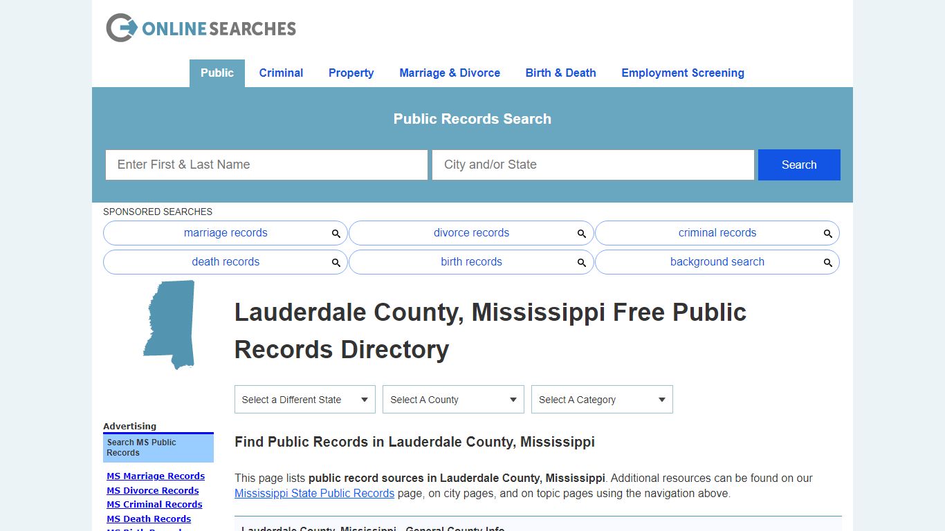 Lauderdale County, Mississippi Public Records Directory